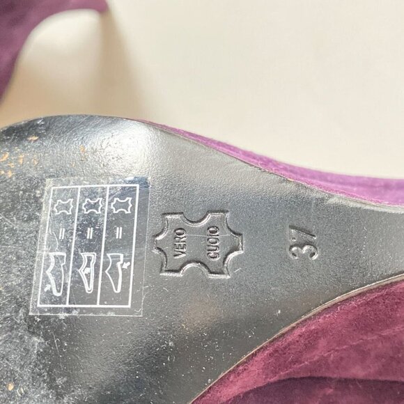 Heyraud Purple Suede Zip up Wedge Booties 37 - Picture 7 of 8